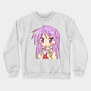 pastel kagami hiiragi drinking soda / lucky star Crewneck Sweatshirt